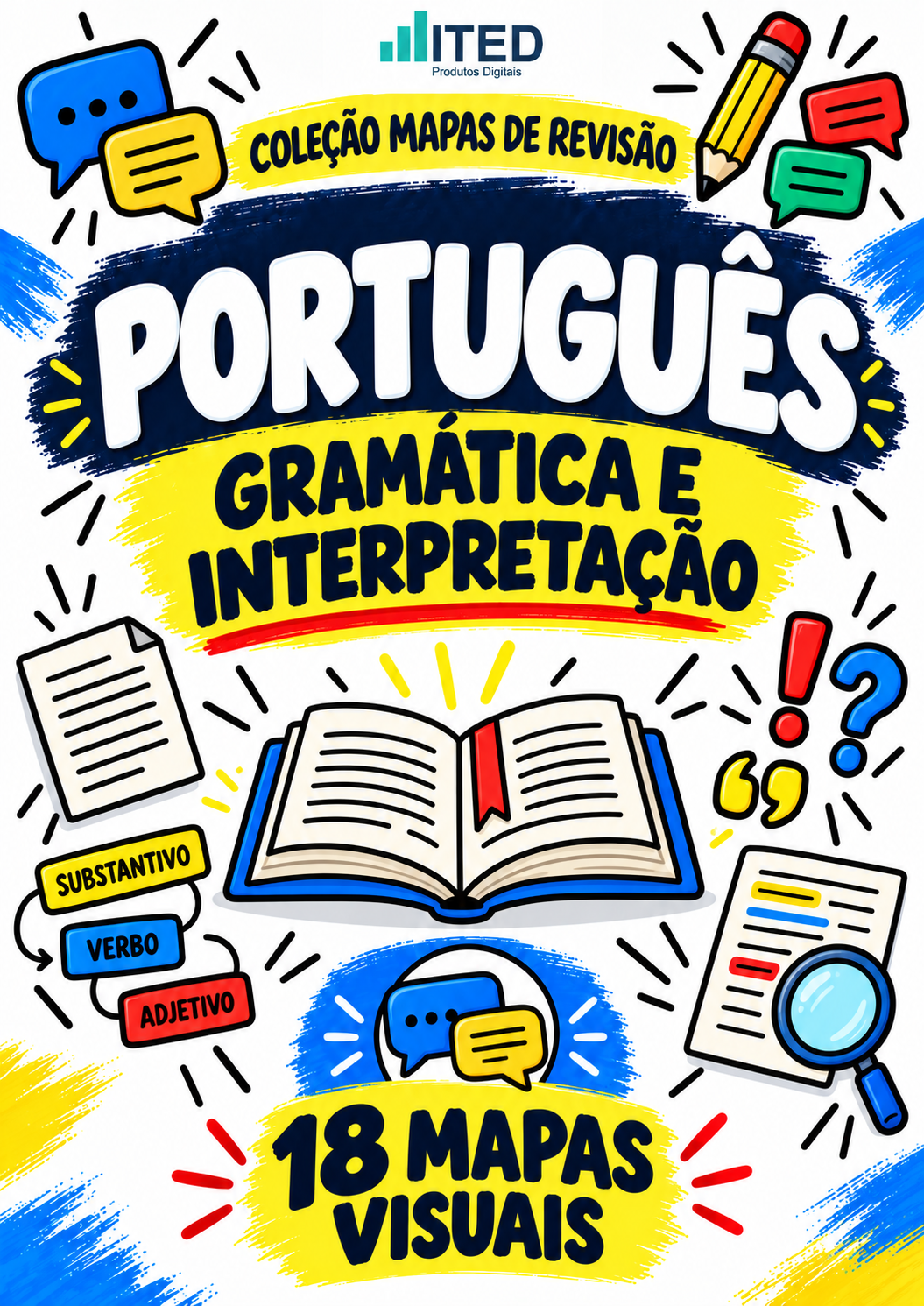 ITED: Portugu&ecirc;s &mdash; Gram&aacute;tica e interpreta&ccedil;&atilde;o &mdash; 18 mapas visuais